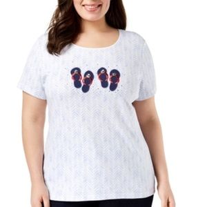 Karen Scott Plus Size Flip Flop Graphic Tee